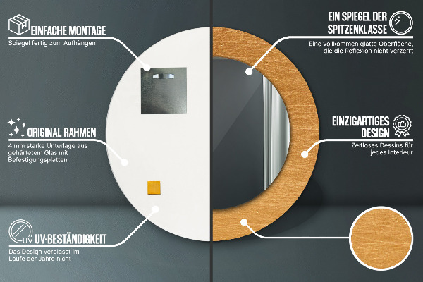 Round printed mirror Metal surface