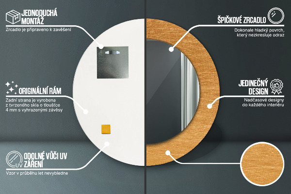 Round printed mirror Metal surface