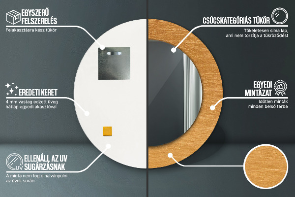 Round printed mirror Metal surface