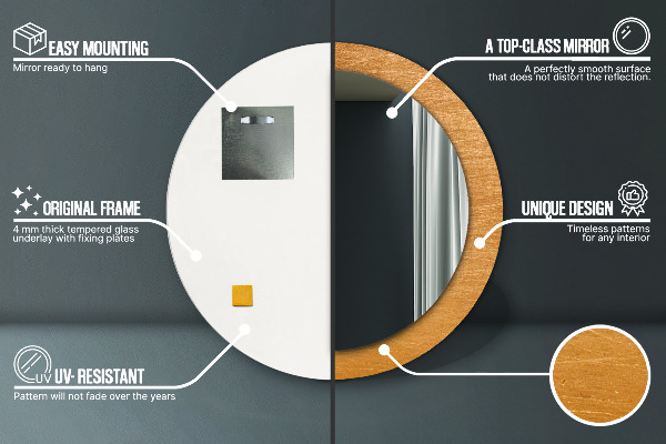 Round printed mirror Metal surface