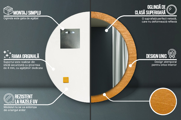 Round printed mirror Metal surface