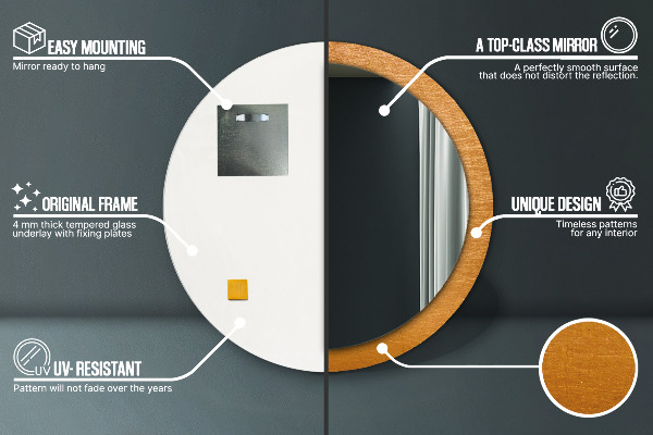 Round printed mirror Metal surface