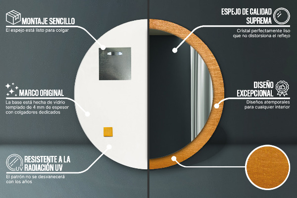 Round printed mirror Metal surface