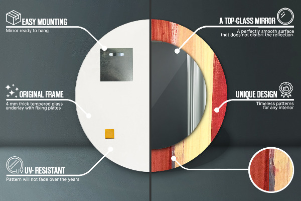 Round printed mirror Abstract picture