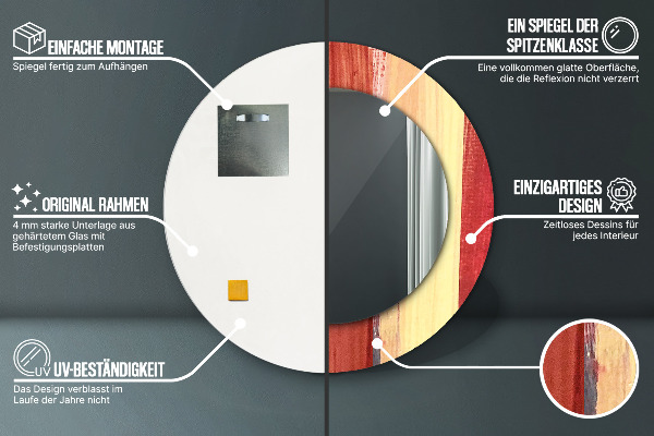 Round printed mirror Abstract picture