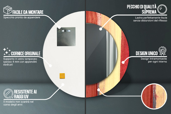 Round printed mirror Abstract picture