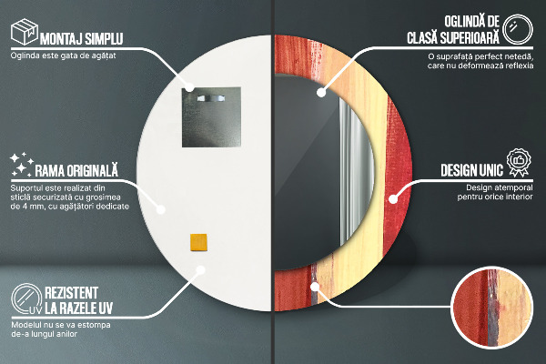 Round printed mirror Abstract picture