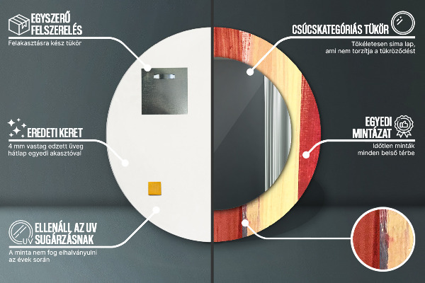 Round printed mirror Abstract picture