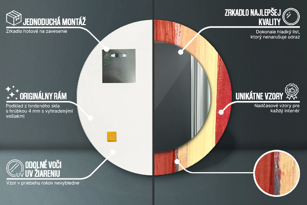 Round printed mirror Abstract picture