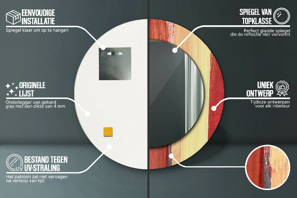 Round printed mirror Abstract picture