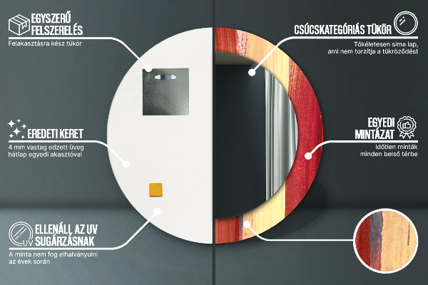 Round printed mirror Abstract picture