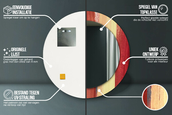 Round printed mirror Abstract picture