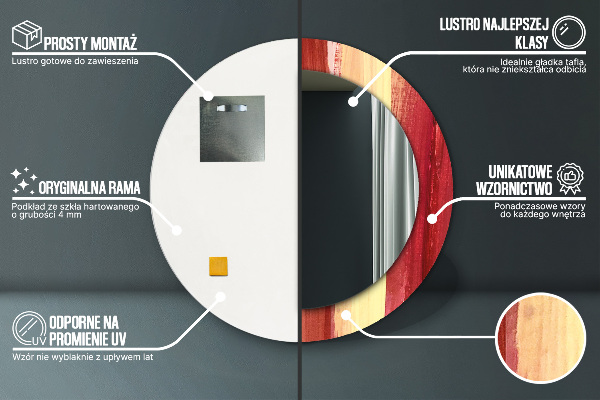 Round printed mirror Abstract picture