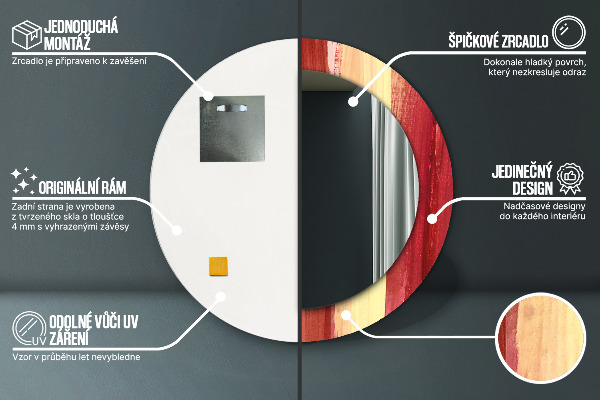 Round printed mirror Abstract picture