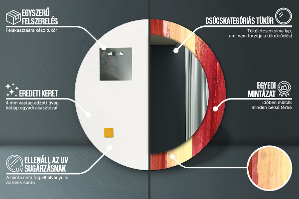 Round printed mirror Abstract picture