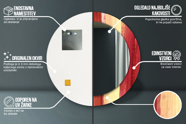 Round printed mirror Abstract picture