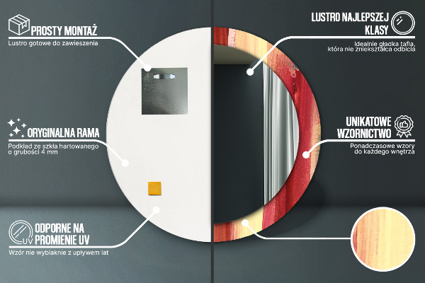 Round printed mirror Abstract picture