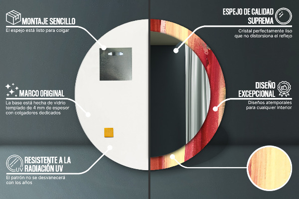 Round printed mirror Abstract picture