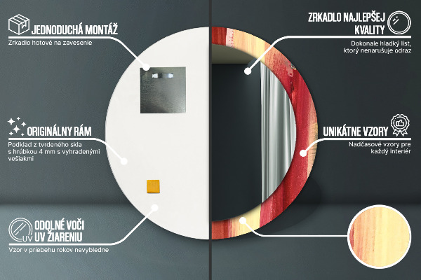 Round printed mirror Abstract picture