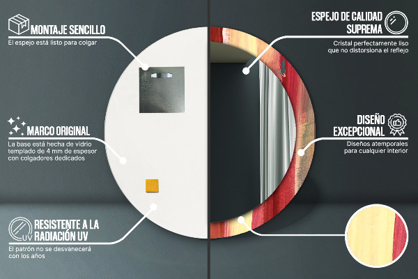 Round printed mirror Abstract picture