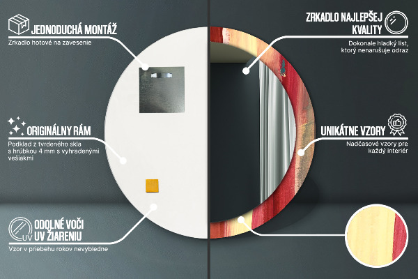 Round printed mirror Abstract picture