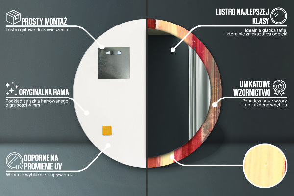 Round printed mirror Abstract picture