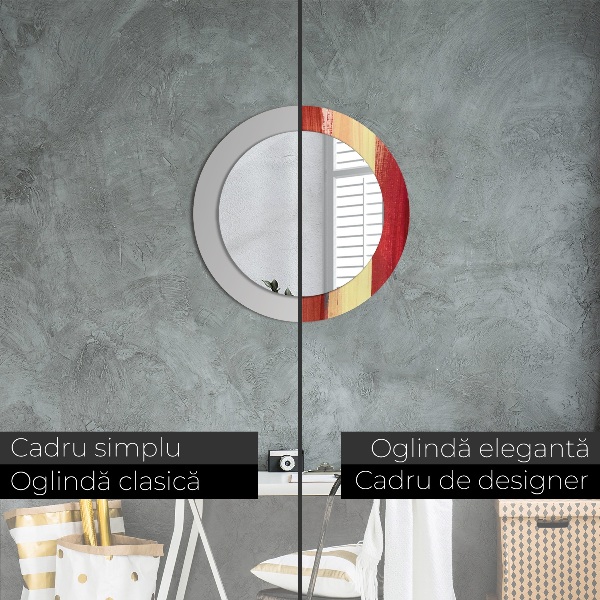 Round printed mirror Abstract picture