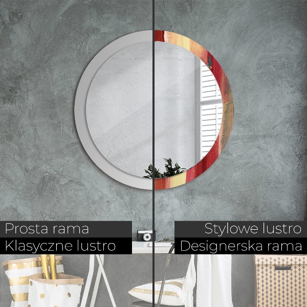 Round printed mirror Abstract picture