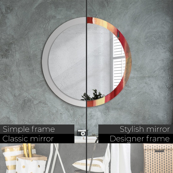 Round printed mirror Abstract picture