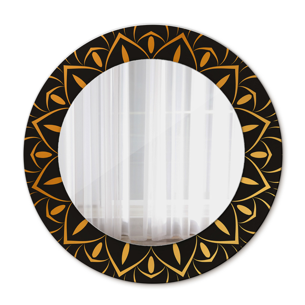 Round printed mirror Golden mandala