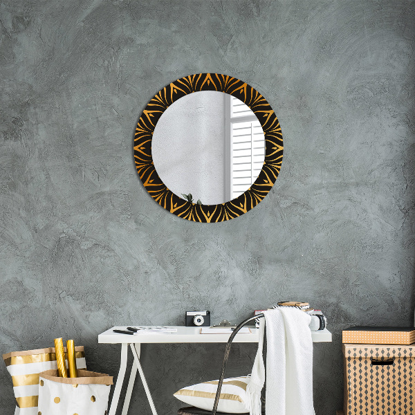Round printed mirror Golden mandala