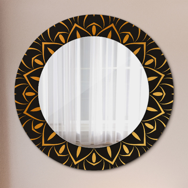 Round printed mirror Golden mandala
