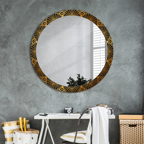 Round printed mirror Golden mandala