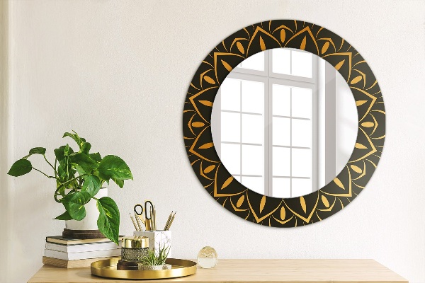 Round printed mirror Golden mandala