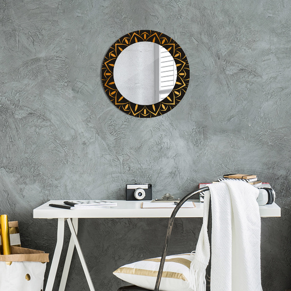 Round printed mirror Golden mandala