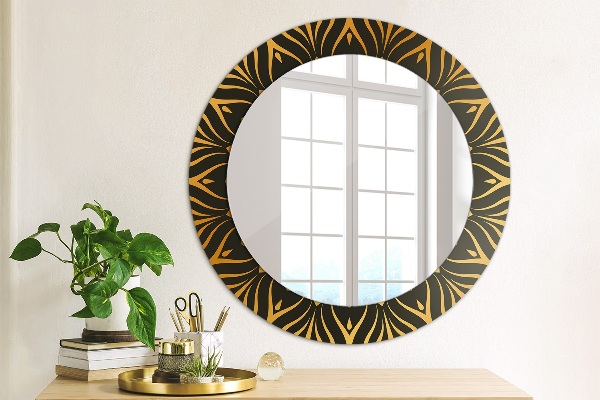 Round printed mirror Golden mandala