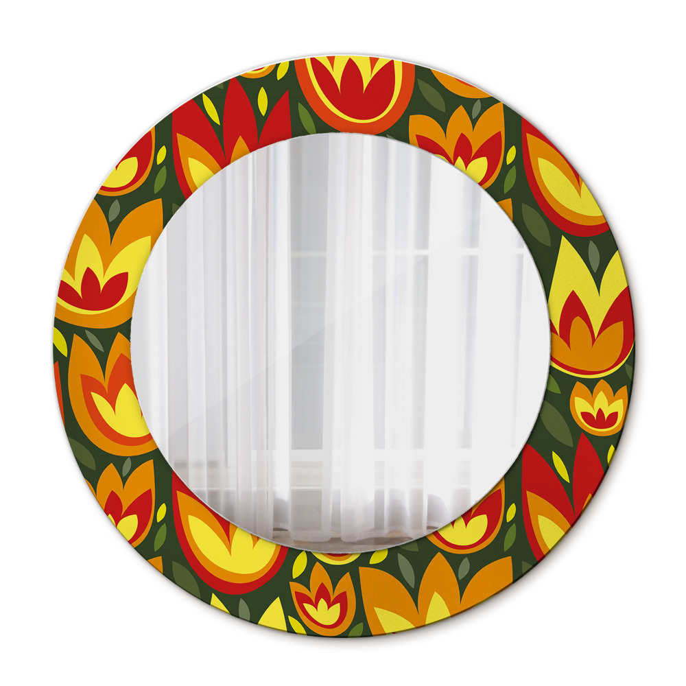 Round decorative mirror Retro tulips