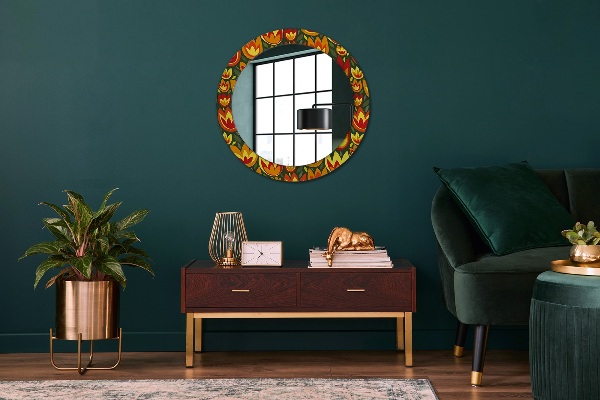 Round decorative mirror Retro tulips