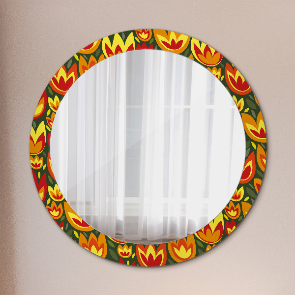 Round decorative mirror Retro tulips