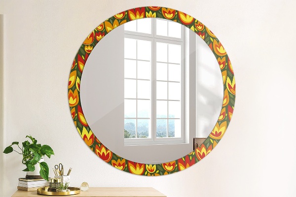 Round decorative mirror Retro tulips