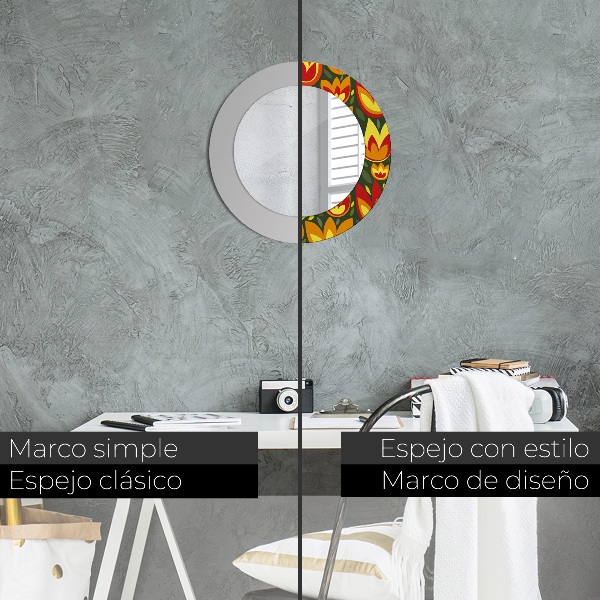 Round decorative mirror Retro tulips