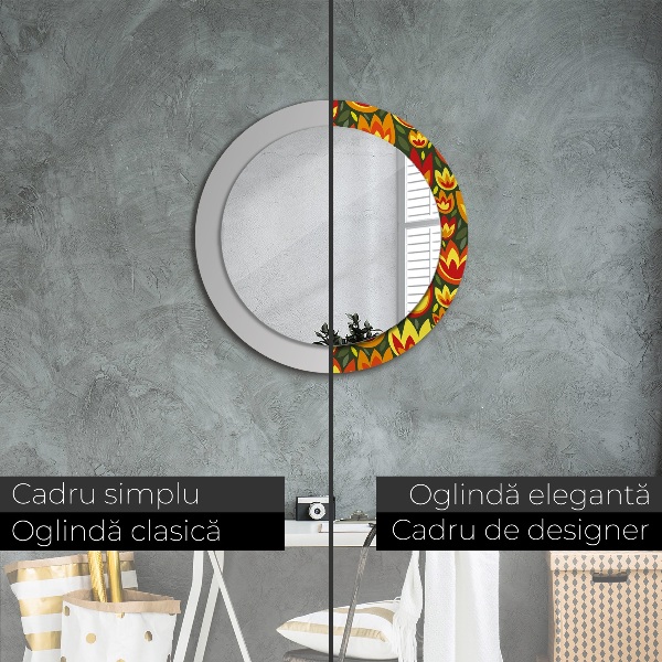 Round decorative mirror Retro tulips