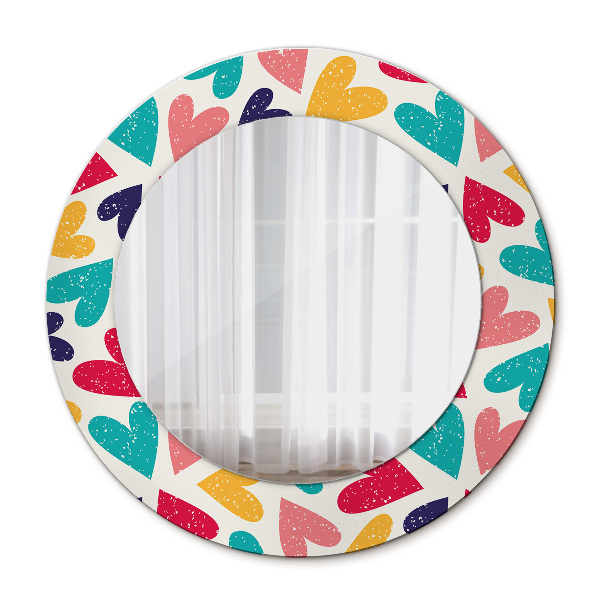 Ornate framed mirror Colorful hearts