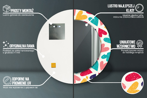 Ornate framed mirror Colorful hearts