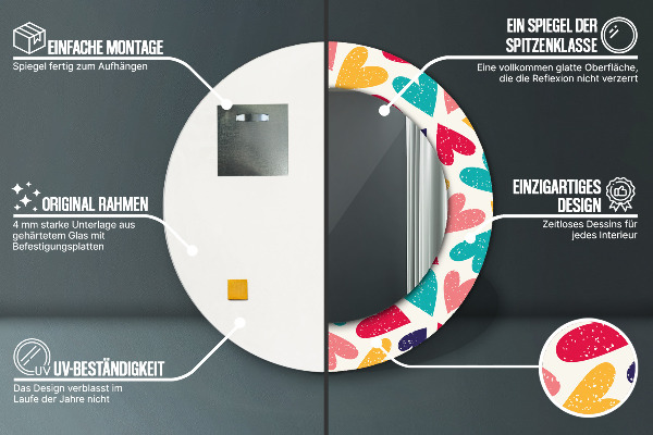 Ornate framed mirror Colorful hearts