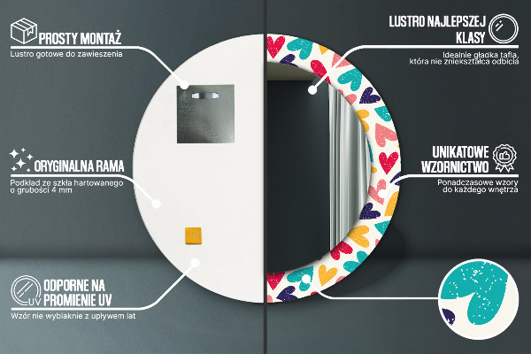 Ornate framed mirror Colorful hearts