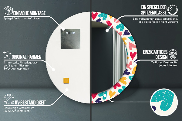 Ornate framed mirror Colorful hearts