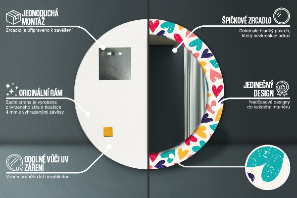 Ornate framed mirror Colorful hearts