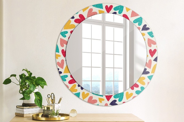 Ornate framed mirror Colorful hearts