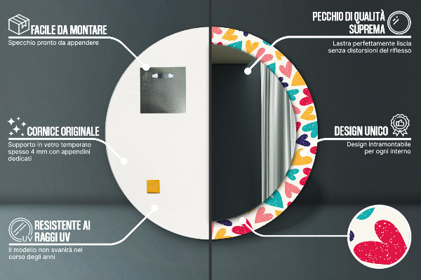 Ornate framed mirror Colorful hearts